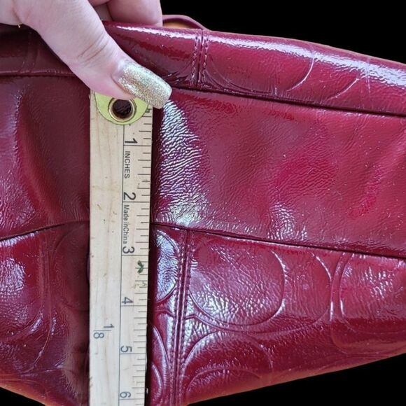 Coach F19818 Signature North South Tote Embossed Patent Leather Satchel - Picture 5 of 10